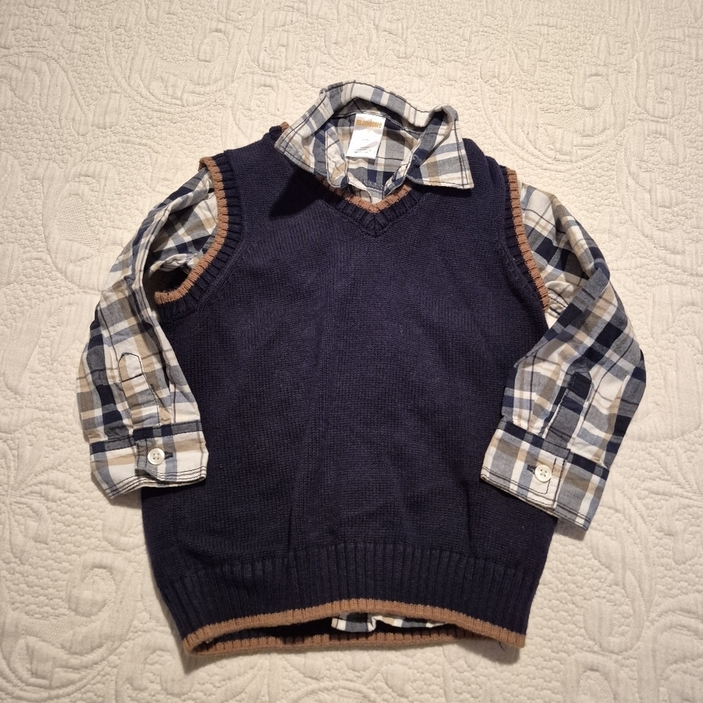 Gymboree boys size 2T Outlet button down shirt with matching sweater vest